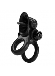 Черное эрекционное кольцо с подхватом мошонки и стимулятором клитора Passionate Ring - Baile - в Миассе купить с доставкой