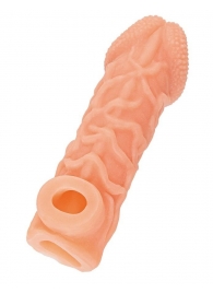 Телесная закрытая насадка с венками Cock Sleeve Size S - 13,8 см. - KOKOS - в Миассе купить с доставкой