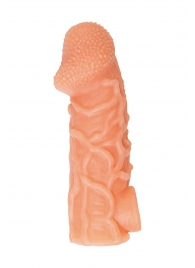 Телесная закрытая насадка с венками Cock Sleeve Size L - 17,6 см. - KOKOS - в Миассе купить с доставкой