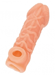 Телесная закрытая насадка с венками Cock Sleeve Size L - 17,6 см. - KOKOS - в Миассе купить с доставкой
