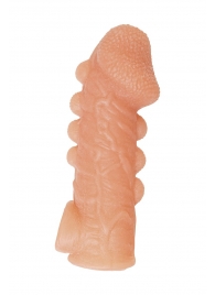 Телесная закрытая насадка с шишечками Cock Sleeve Size M - 15,6 см. - KOKOS - в Миассе купить с доставкой