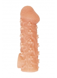 Телесная закрытая насадка с пучками шишечек Cock Sleeve Size M - 15,6 см. - KOKOS - в Миассе купить с доставкой