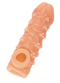 Телесная закрытая насадка с пучками шишечек Cock Sleeve Size L - 17,6 см. - KOKOS - в Миассе купить с доставкой