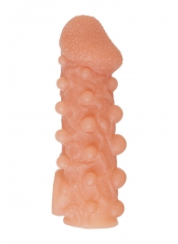 Телесная закрытая насадка с шариками Cock Sleeve Size M - 15,6 см. - KOKOS - в Миассе купить с доставкой