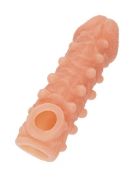 Телесная закрытая насадка с шариками Cock Sleeve Size M - 15,6 см. - KOKOS - в Миассе купить с доставкой