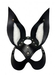 Черная маска зайки с белым мехом на ушках Miss Bunny - БДСМ Арсенал - купить с доставкой в Миассе