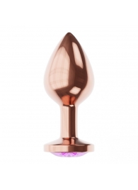 Пробка цвета розового золота с фиолетовым кристаллом Diamond Amethyst Shine S - 7,2 см. - Lola Games - купить с доставкой в Миассе