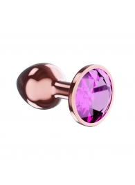 Пробка цвета розового золота с лиловым кристаллом Diamond Quartz Shine L - 8,3 см. - Lola Games - купить с доставкой в Миассе