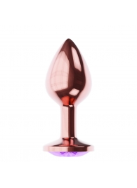 Пробка цвета розового золота с фиолетовым кристаллом Diamond Amethyst Shine L - 8,3 см. - Lola Games - купить с доставкой в Миассе