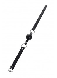 Черный кляп-шар на кожаных ремешках Anonymo - ToyFa - купить с доставкой в Миассе