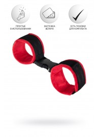 Красно-черные велюровые наручники Anonymo - ToyFa - купить с доставкой в Миассе