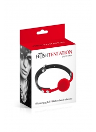 Красный кляп-шарик на черных ремешках - Fetish Tentation - купить с доставкой в Миассе