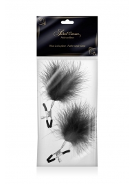 Зажимы на соски с черными пуховыми кисточками Sweet Caress Feather Nipple Clumps - Sweet Caress - купить с доставкой в Миассе