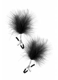 Зажимы на соски с черными пуховыми кисточками Sweet Caress Feather Nipple Clumps - Sweet Caress - купить с доставкой в Миассе