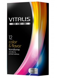 Цветные ароматизированные презервативы VITALIS PREMIUM color   flavor - 12 шт. - Vitalis - купить с доставкой в Миассе