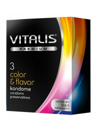 Цветные ароматизированные презервативы VITALIS PREMIUM color   flavor - 3 шт. - Vitalis - купить с доставкой в Миассе
