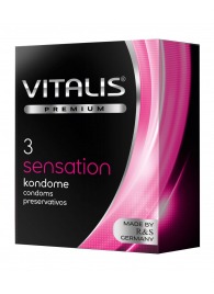 Презервативы с пупырышками и кольцами VITALIS PREMIUM sensation - 3 шт. - Vitalis - купить с доставкой в Миассе