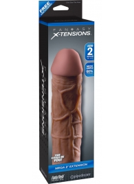 Коричневая насадка Mega 2  Extension - 20,3 см. - Pipedream - в Миассе купить с доставкой