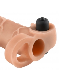 Телесная вибронасадка с кольцом Vibrating Real Feel 2 Extension - 16 см. - Pipedream - в Миассе купить с доставкой