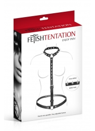 Черная упряжь на тело с шипами на ошейнике - Fetish Tentation - купить с доставкой в Миассе