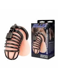 Черная металлическая клетка с замком Deluxe Chastity Cage - BlueLine - купить с доставкой в Миассе
