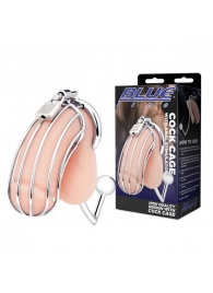 Серебристая металлическая клетка с анальным стимулятором Cock Cage - BlueLine - купить с доставкой в Миассе