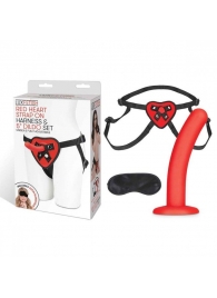 Красный поясной фаллоимитатор Red Heart Strap on Harness   5in Dildo Set - 12,25 см. - Lux Fetish - купить с доставкой в Миассе