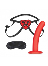 Красный поясной фаллоимитатор Red Heart Strap on Harness   5in Dildo Set - 12,25 см. - Lux Fetish - купить с доставкой в Миассе