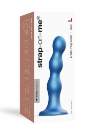 Голубая насадка Strap-On-Me Dildo Plug Balls size L - Strap-on-me - купить с доставкой в Миассе
