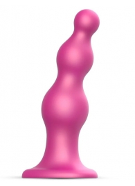 Розовая насадка Strap-On-Me Dildo Plug Beads size S - Strap-on-me - купить с доставкой в Миассе