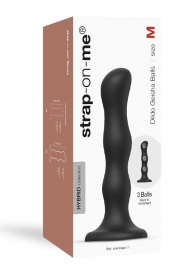 Черная насадка Strap-On-Me Dildo Geisha Balls size M - Strap-on-me - купить с доставкой в Миассе