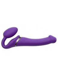Фиолетовый безремневой вибрострапон Silicone Bendable Strap-On - size M - Strap-on-me - купить с доставкой в Миассе