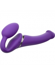 Фиолетовый безремневой вибрострапон Vibrating Bendable Strap-On - size L - Strap-on-me - купить с доставкой в Миассе