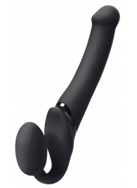 Черный безремневой вибрострапон Silicone Bendable Strap-On - size XL - Strap-on-me - купить с доставкой в Миассе