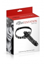 Черный кляп-фаллоимитатор Double Penis Gag - Fetish Tentation - купить с доставкой в Миассе