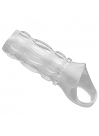 Насадка на пенис с кольцом для мошонки Clear Sensations Enhancer Sex Sleeve - 11,5 см. - XR Brands - в Миассе купить с доставкой