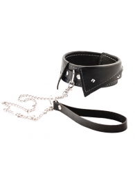 Черный ошейник-воротничок с металлическим поводком - Crazy Handmade - купить с доставкой в Миассе