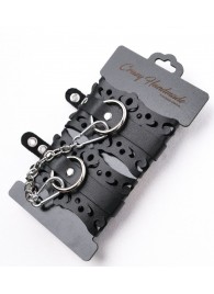 Ажурные наручники из черной кожи - Crazy Handmade - купить с доставкой в Миассе