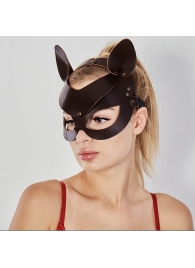 Коричневая кожаная маска  Кошечка - Sitabella - купить с доставкой в Миассе
