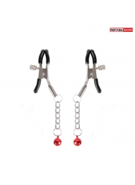 Серебристые зажимы на соски с шариками на цепочках - Notabu - купить с доставкой в Миассе