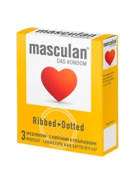 Презервативы с колечками и пупырышками Masculan Ribbed+Dotted - 3 шт. - Masculan - купить с доставкой в Миассе