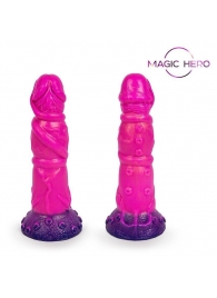 Розовый рельефный фантазийный фаллоимитатор - 20 см. - Bior toys - купить с доставкой в Миассе