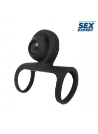 Черная вибронасадка на пенис Sex Expert - Sex Expert - в Миассе купить с доставкой