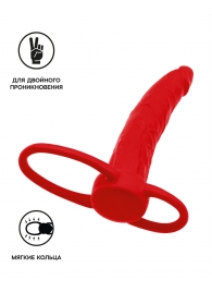 Красная насадка на пенис для двойного проникновения Black Red - 16,5 см. - ToyFa - купить с доставкой в Миассе