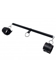 Черная распорка для ног с кожаными манжетами - Pecado - купить с доставкой в Миассе