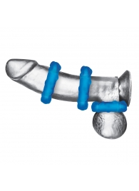 Комплект из трех голубых эрекционных колец 3-Pack Ribbed Rider Cock Ring Set - BlueLine - в Миассе купить с доставкой