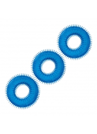 Комплект из трех голубых колец для эрекции 3-Pack Ultra-Stim Stretch Cock Rings - BlueLine - в Миассе купить с доставкой