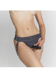 Серые трусики для фиксации насадок Strap-on-me Harness Lingerie Unique - Strap-on-me - купить с доставкой в Миассе