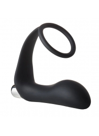 Черное эрекционное кольцо с вибропробкой Vibrating Anal Plug With Cockring - Dream Toys - в Миассе купить с доставкой