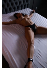 Черный кожаный набор фиксации на кровати Sex Game - БДСМ Арсенал - купить с доставкой в Миассе